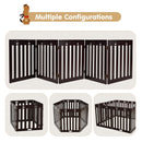 24 Inch Folding Wooden Freestanding Dog Gate with 360¬∞ Flexible Hinge for Pet