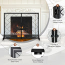 2-Panel Fireplace Screen Folding Metal Fire Place Safety Fence with Magnetic Doors