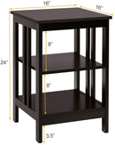 2 Pieces 3-Tier Nightstand with Reinforced Bars and Stable Structure