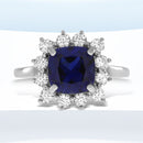 Created Sapphire Moissanite Ring Sterling Silver