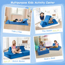 4-Piece Convertible Kids Couch Set with 2 Folding Mats-Blue