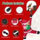 8.5 Feet Christmas Inflatable Reindeer and Climbing Santa Claus with Built-in LED Lights