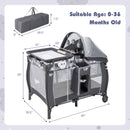 Portable Baby Nursery Center 4-in-1 Portable Travel Crib-Gray