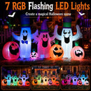 8 FT Halloween Inflatable with Ghosts and Pumpkins RGB LED