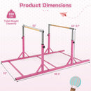 8 FT Double Horizontal Bars with 13-Level Adjustable Heights and 6-Level Adjustable Width-Pink