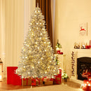 6 Feet Snow-flocked Artificial Christmas Tree Pre-lit Hinged with 81 Sphere Lights and Remote