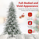 7 Feet Snow-flocked Artificial Christmas Tree Pre-lit Hinged Xmas Tree with Warm White LED Lights