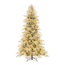 7 Feet Snow-flocked Artificial Christmas Tree Pre-lit Hinged Xmas Tree with Warm White LED Lights