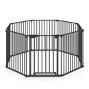 8-Panel Extra Wide Baby Gate Adjustable Pet Safety Fence with Auto-close Door