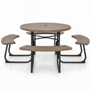 8-Person Outdoor Picnic Table and Bench Set with Umbrella Hole