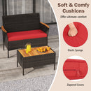 8 Piece Patio Wicker Sofa Set 4 Rattan Chairs and 2 Loveseat with 2 Table