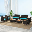 8-Piece Patio Conversation Set with Cushions - Turquoise
