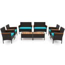 8-Piece Patio Conversation Set with Cushions - Turquoise