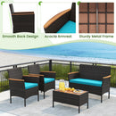 8-Piece Patio Conversation Set with Cushions - Turquoise