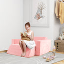 8 Pieces Kids Modular Play Sofa with Detachable Cover for Playroom and Bedroom-Pink