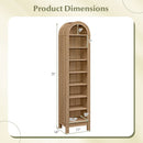 8-Tier Modern Arch Bookshelf with 3 Adjustable Shelves