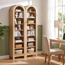 8-Tier Modern Arch Bookshelf with 3 Adjustable Shelves