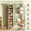 8-Tier Modern Arch Bookshelf with 3 Adjustable Shelves