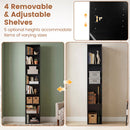 8-Tier Narrow Bookshelf with Adjustable Shelves