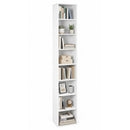 8-Tier Narrow Bookshelf with Adjustable Shelves