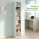 8-Tier Narrow Bookshelf with Adjustable Shelves