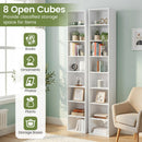 8-Tier Narrow Bookshelf with Adjustable Shelves