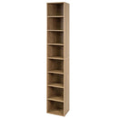 8-Tier Narrow Bookshelf with Adjustable Shelves