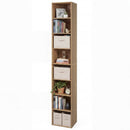 8-Tier Narrow Bookshelf with Adjustable Shelves