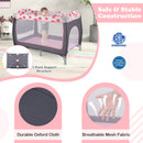3-in-1 Portable Baby Playard with Zippered Door and Toy Bar-Red