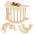 8 in 1 Climbing Arch Sensory Table for Kids with Collapsible Storage Bin for 3+ Years Old-Natural