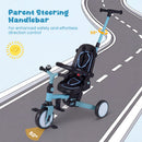 8-in-1 Folding Kids Tricycle with Removable Canopy and Push Handle