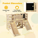 8-in-1 Toddler Slide Wooden Indoor Playground with Climber and Chalkboard-Natural
