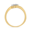 10K Yellow Gold over .925 Sterling Silver 1/10 Cttw Diamond Three-Stone Bypass Fashion Cocktail Ring ( I-J Color, I2-I3 Clarity) - Size 6
