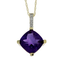 Amethyst Diamond Fashion Pendants 10KT Yellow Gold