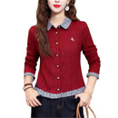 Early Spring New Arrival Fashionable Age-Defying Mock Two-Piece Top