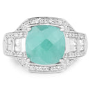 4.09 Carat Genuine Emerald and White Topaz .925 Sterling Silver Ring