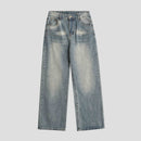 Worn Washed-out Blue Loose Straight Jeans