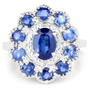 2.47 Carat Genuine Kyanite & White Topaz .925 Sterling Silver Ring