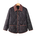 Womens Mid Length Cotton Coat With A Fur Collar