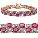 16.51 Carat Glass Filled Ruby and White Diamond .925 Sterling Silver Bracelet