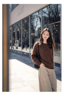 Womens Casual, Loose-fitting, Versatile Solid-color Sweater