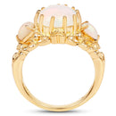 14K Yellow Gold Plated 3.26 Carat Genuine Ethiopian Opal .925 Sterling Silver Ring