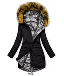 Women's Hooded Fur Collar Cotton-padded Coat Warm Winter Thick Coat