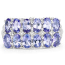 3.16 Carat Genuine Tanzanite & White Topaz .925 Sterling Silver Ring