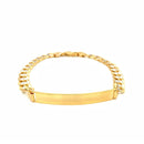 14k Two Tone Gold 8 1/2 inch Mens Narrow Curb Chain ID Bracelet with White Pave