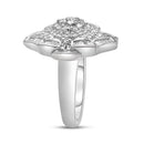 14K White Gold 7/8 Cttw Round and Baguette-Cut Diamond Cluster Ring (H-I Color, SI2-I1 Clarity) - Size 7