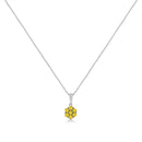 .925 Sterling Silver 1/2 Cttw Prong Set Treated Green Diamond Floral Cluster 18" Pendant Necklace (Green Color, I1-I2 Clarity)