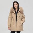 Mid-length Versatile Cotton Coat That Hits Below The Knee With A Fur-trimmed Collar