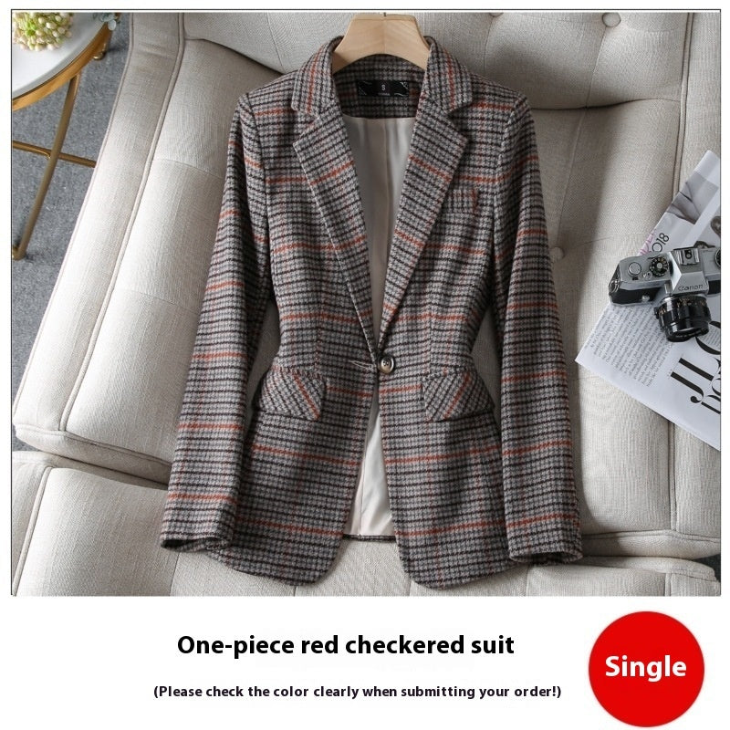 Women's Korean-style Houndstooth Suit Jacket