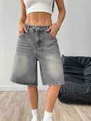 Womens Loose-Fit Casual Wide-Leg Denim Shorts